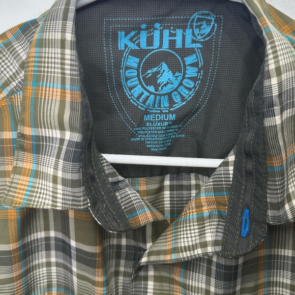 Kuhl Plaid Eluxur Button Down Short Sleeve Shirt Men's Size Medium - Picture 2 of 3